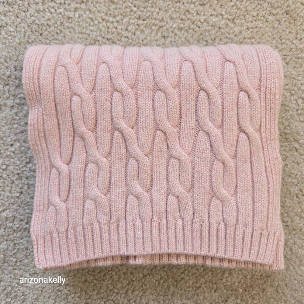 Pink Cable Knit Scarf Preppy - Picture 6 of 8